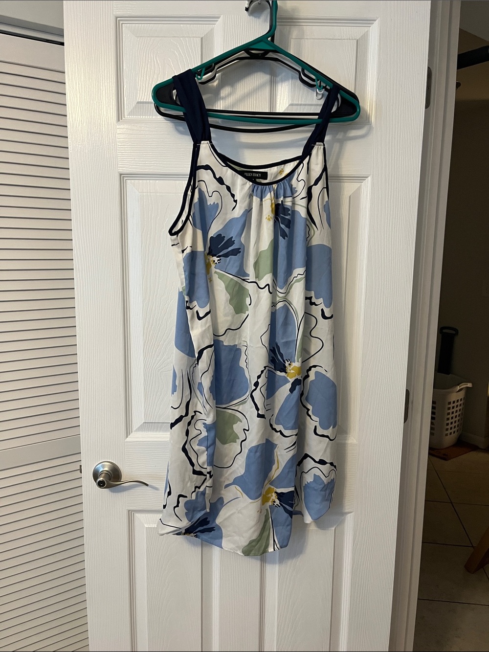 Ellen Tracy Floral Sleeveless Nightdress - Blue/White XL